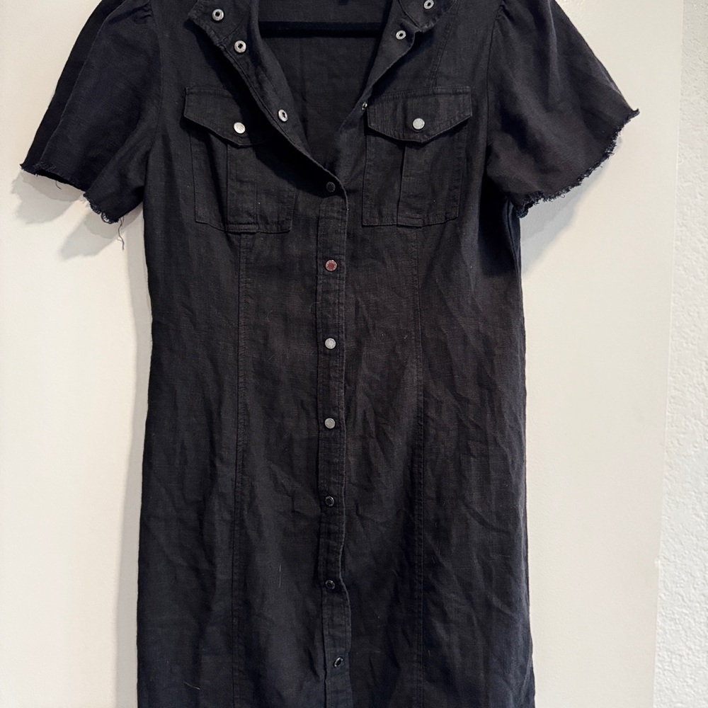 DKNY Black Textured Fabric Dress